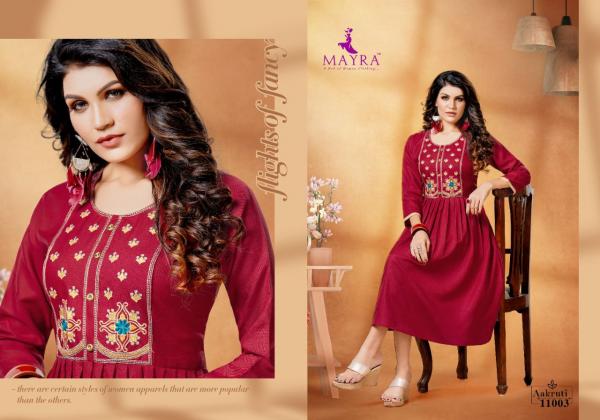 Mayra Aakruti Fancy Cotton Embroidery Kurti 